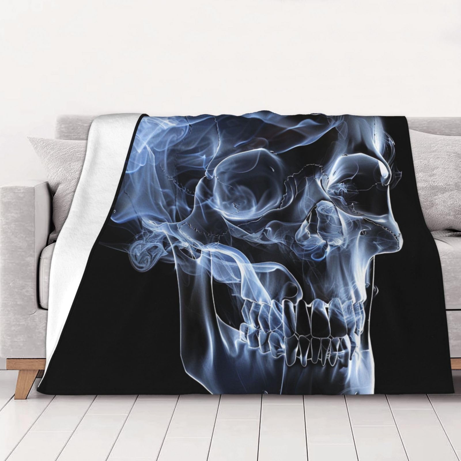 AUBKFELD Skull Printed Flannel Blanket 200x150 CM, Soft & Warm Throw Blanket for Sofa/Couch/Bed/Car, Gifts for Audlts Women Men