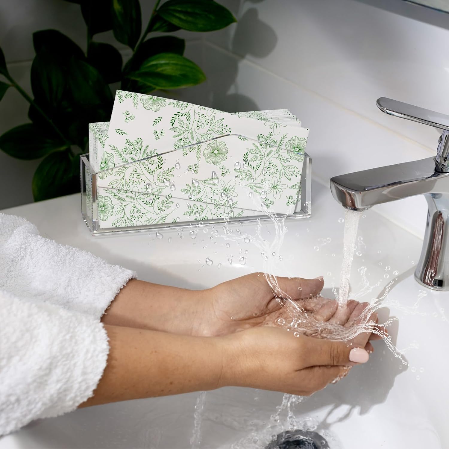 HIIMIEI Acrylic Napkin Holder, Bathroom Vertical Guest Towel Holder 1 Pack