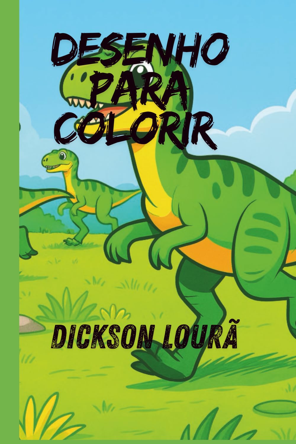 Livro para colorir- Dinossauros brincando com 71 desenho 3D