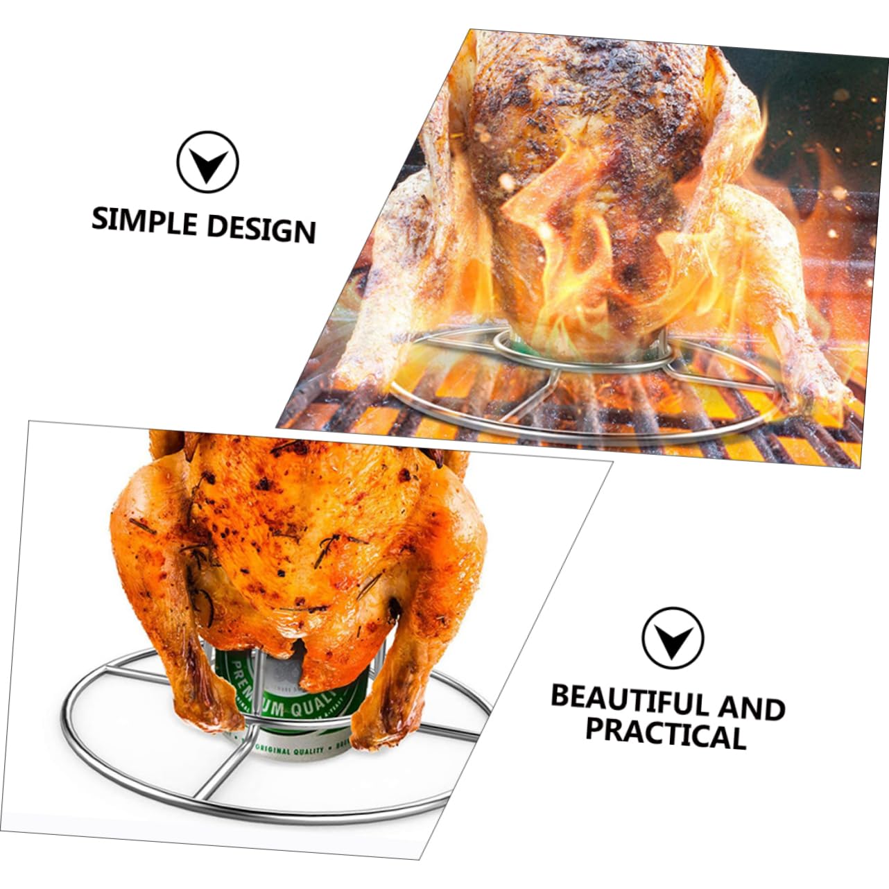 TOYANDONA 2pezzi Pollo da Esterno Supporto Rotondo per Birra Utile per Pollo Arrosto Realizzata in Acciaio Inox Lucidato Resistente alle Alte Temperature Facile da Trasportare e Riporre