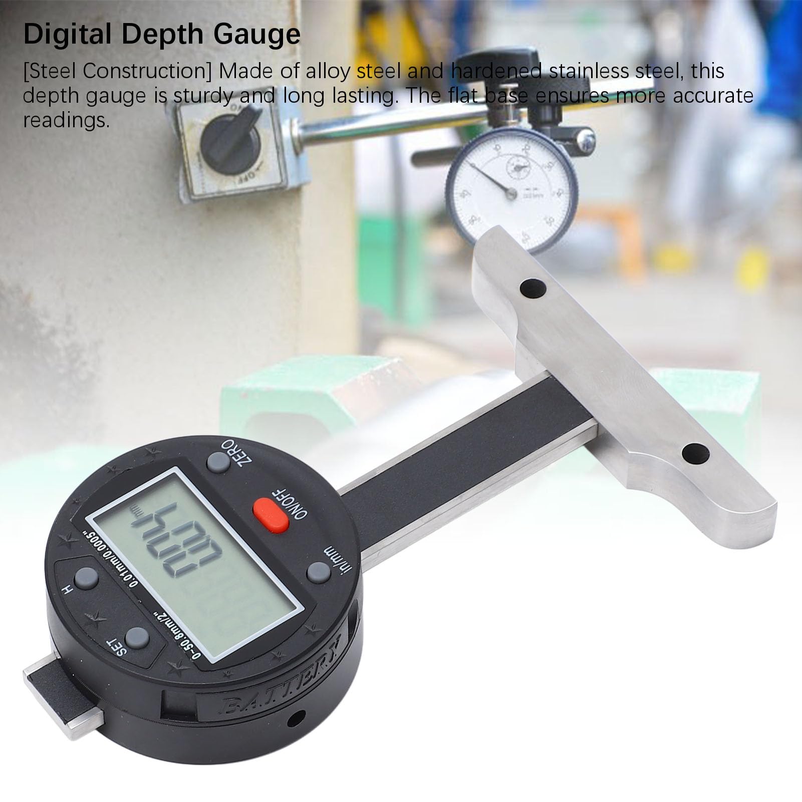 Medidor de Profundidad Digital de 0 a 50,8 Mm/2 Pulgadas, Medidor de Profundidad Electrónico con Pantalla LCD con Puerto USB para Transferencia de Datos