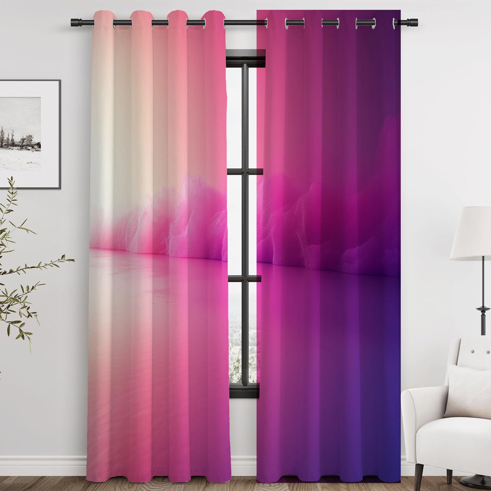 Blickdichte Vorhänge, Sanftes rosa Abstrakt Abstrakt Luxus Modern Muster Gardinen, für Wohnzimmer Schlafzimmer-H180 x B140 cm (2er Pack)