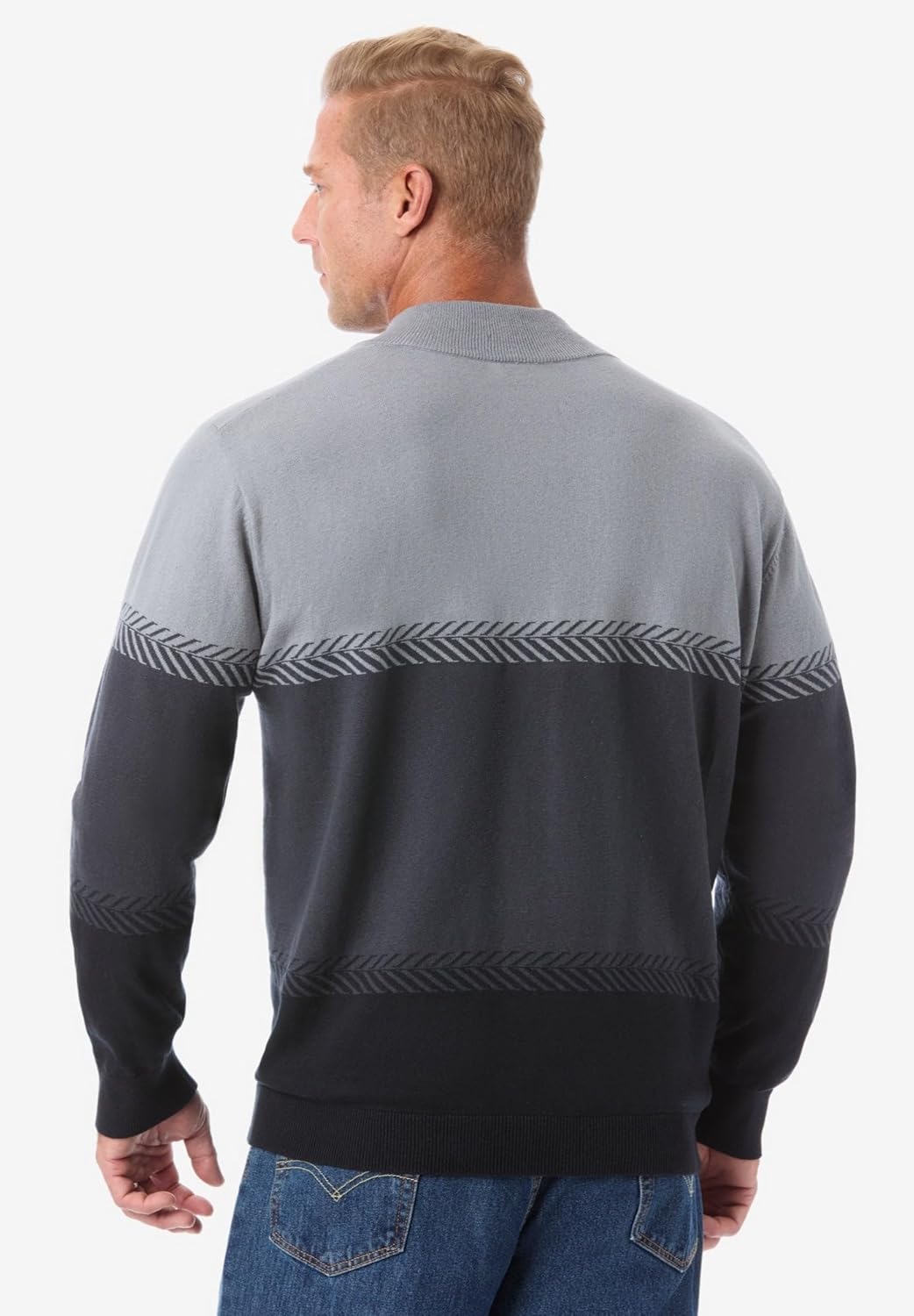 KingSize Men's Big & Tall Quarter Zip Mock Neck Lightweight Sweater