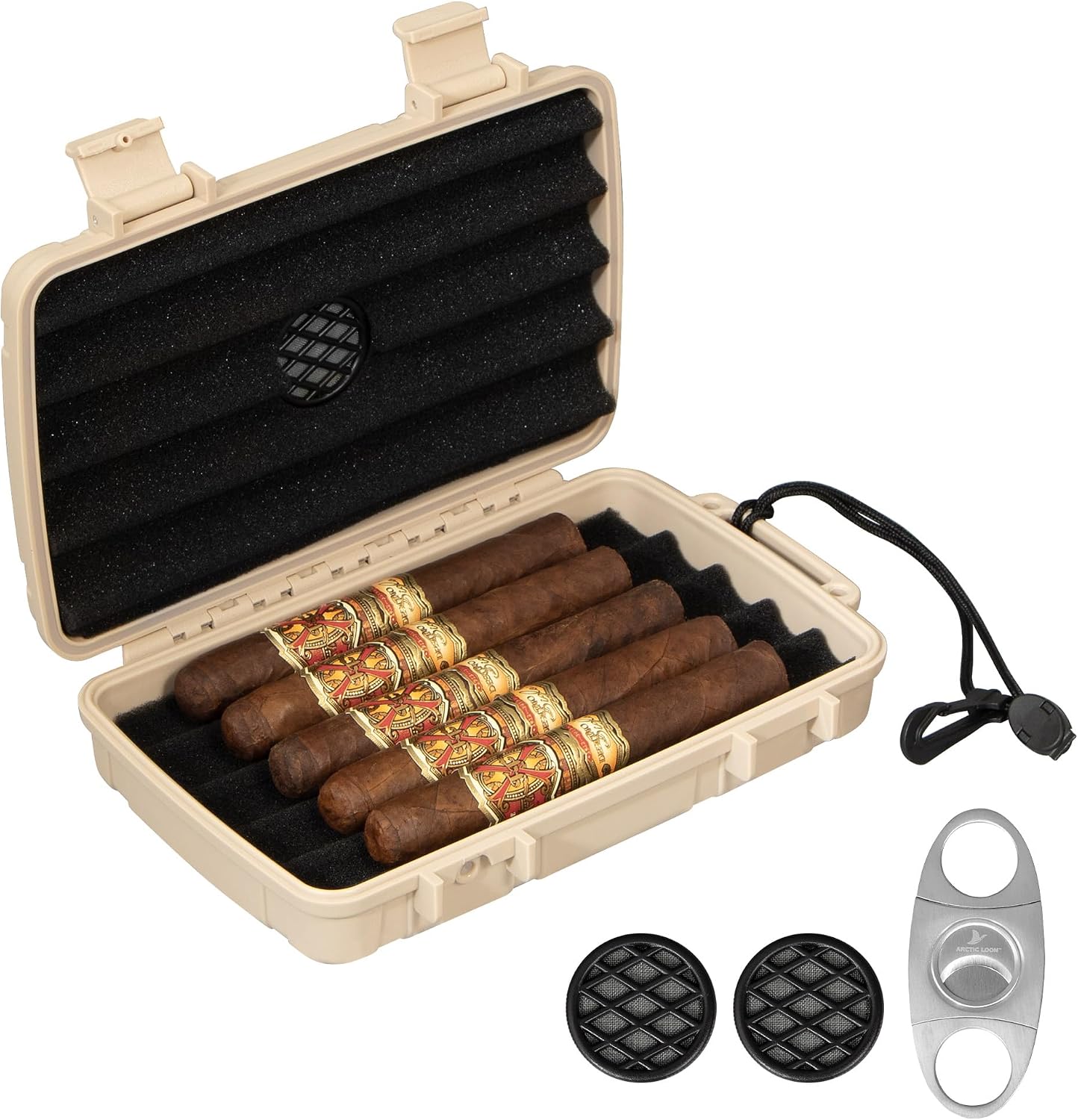 Arctic Loon Travel Cigar Humidor for 5 Cigars up to 60 Ring Gauge, CORE-5