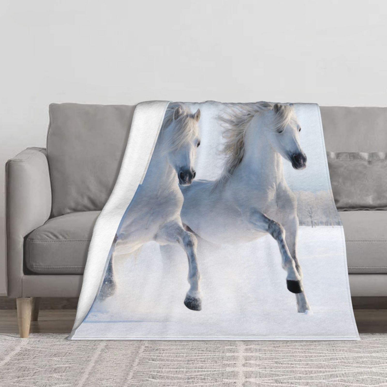 Couverture chevaux tachetés en flanelle super douce et épaisse