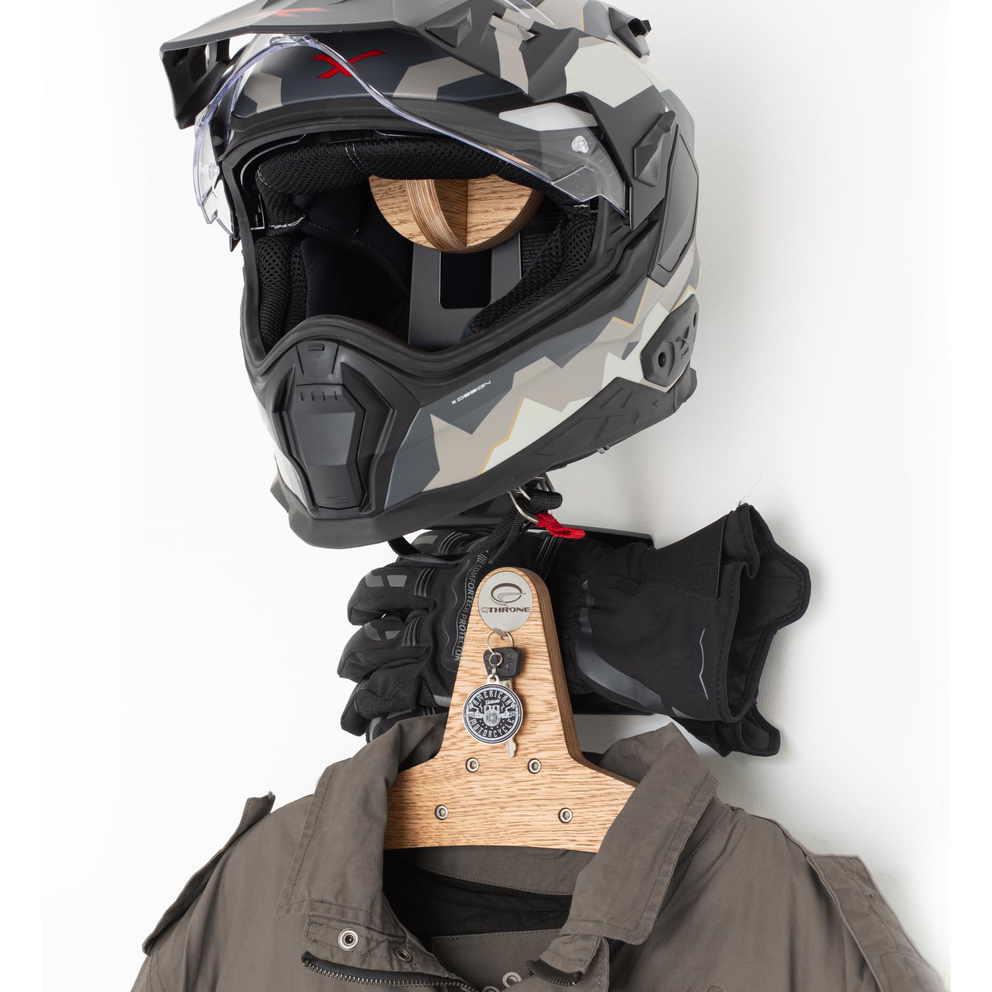 Supporto per casco, motorcycle helmet hanger, Helmet Holder black, wood helmet rack