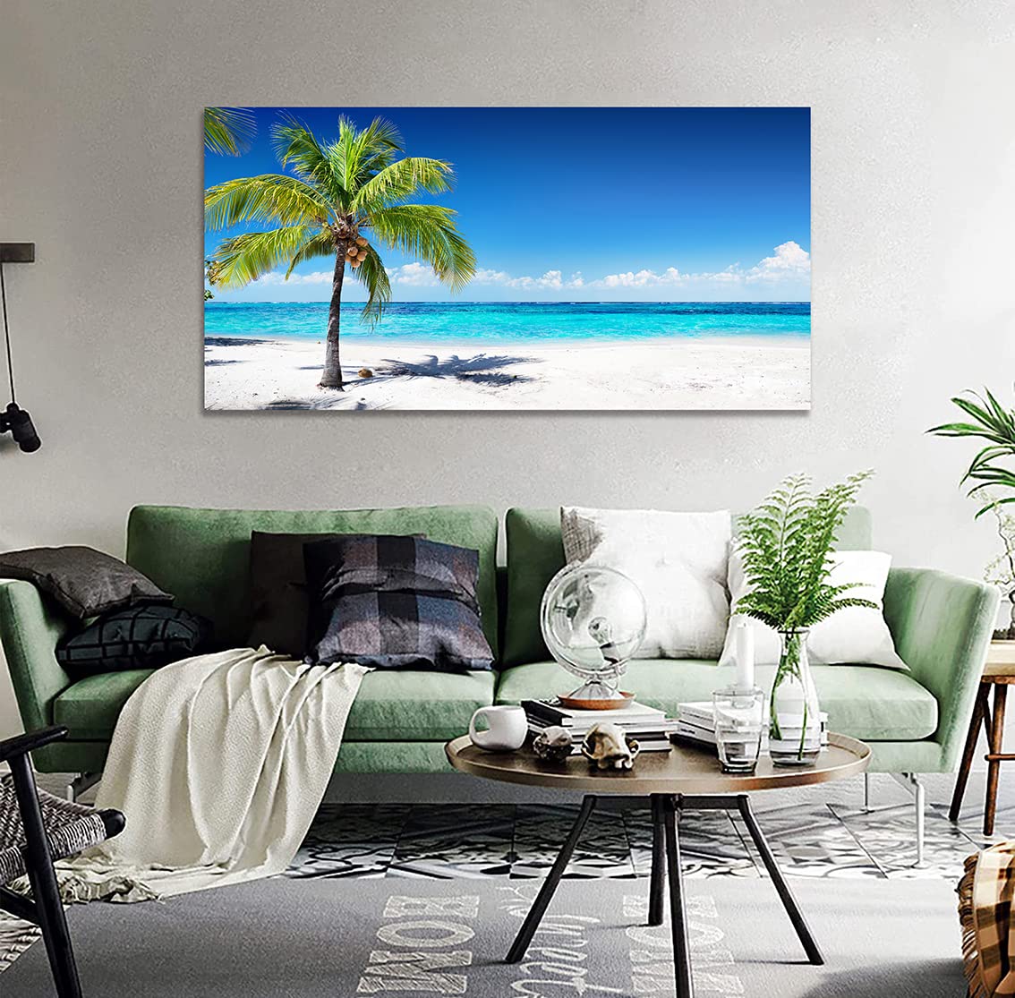 Amazon.co.jp: 海の絵 アートパネル ポスター ヤシ 絵画 海 写真 風景