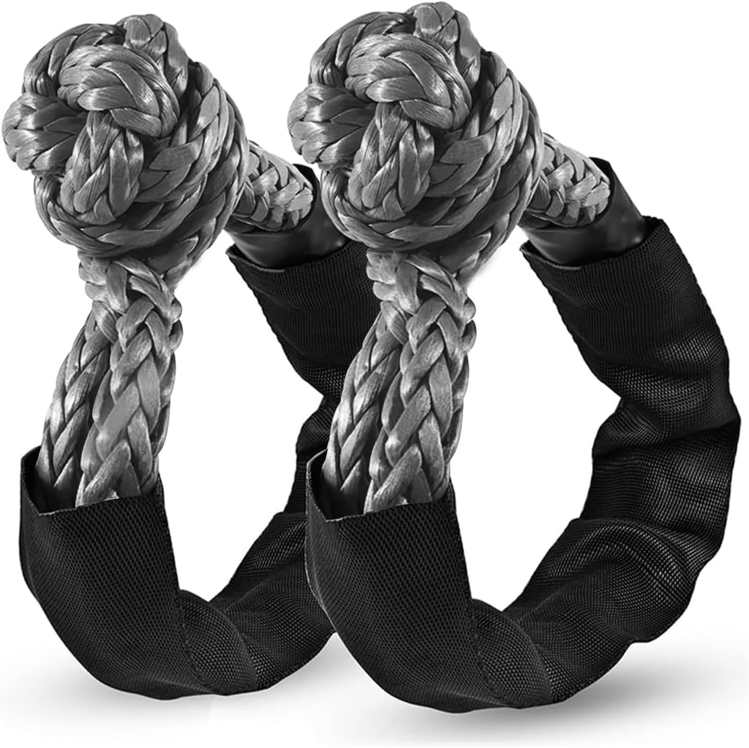 Soft Shackle Recovery, 1/2 inch X 22 inch Soft Shackle (58,000 LBS Breaking Strength) with Protective Sleeve for Off-Road Sailing Trucks, 4x4，UTV, ATV(Black, 2 Pack Soft Shackle)