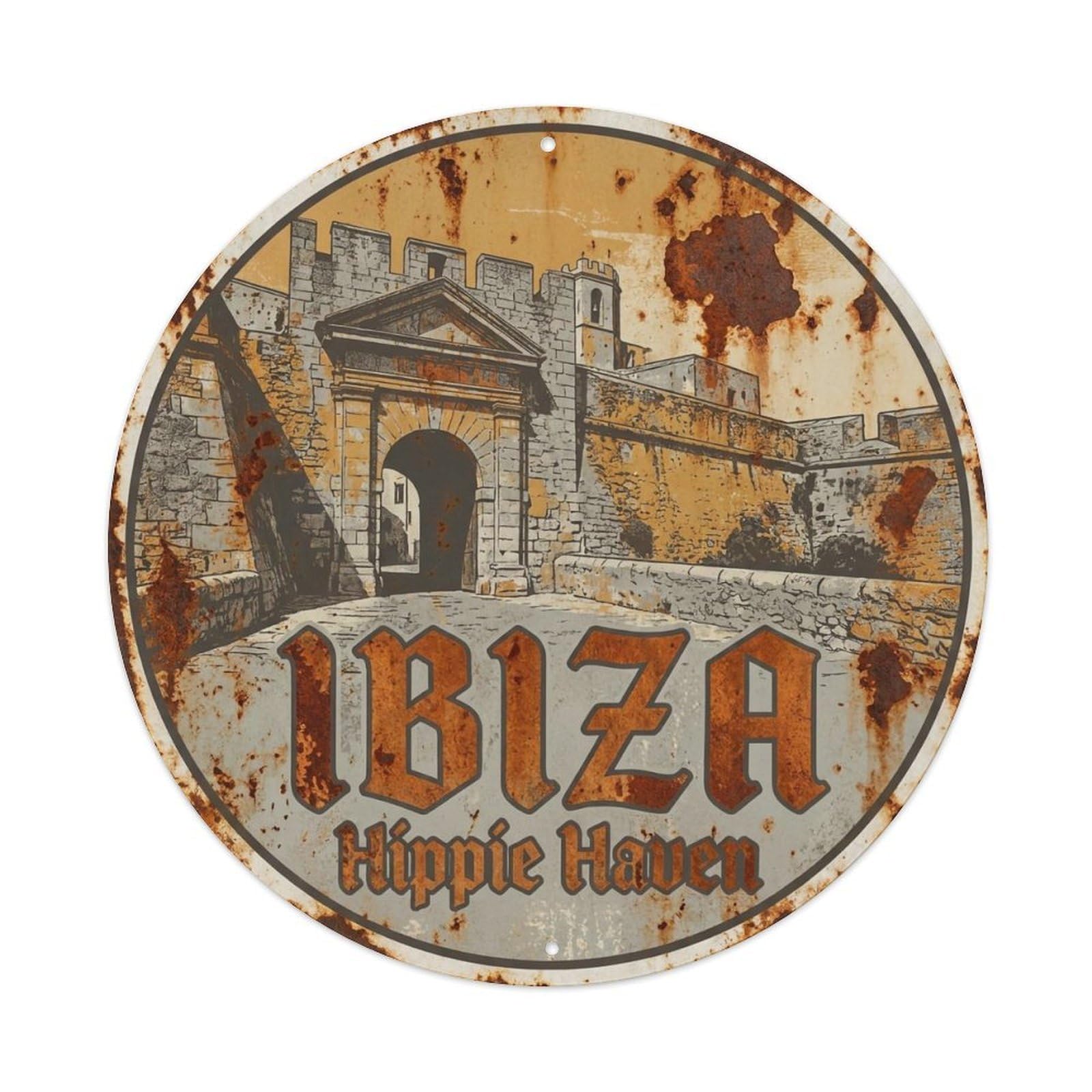 Vintage Travel Ibiza Spain Historic Metal Tin Sign