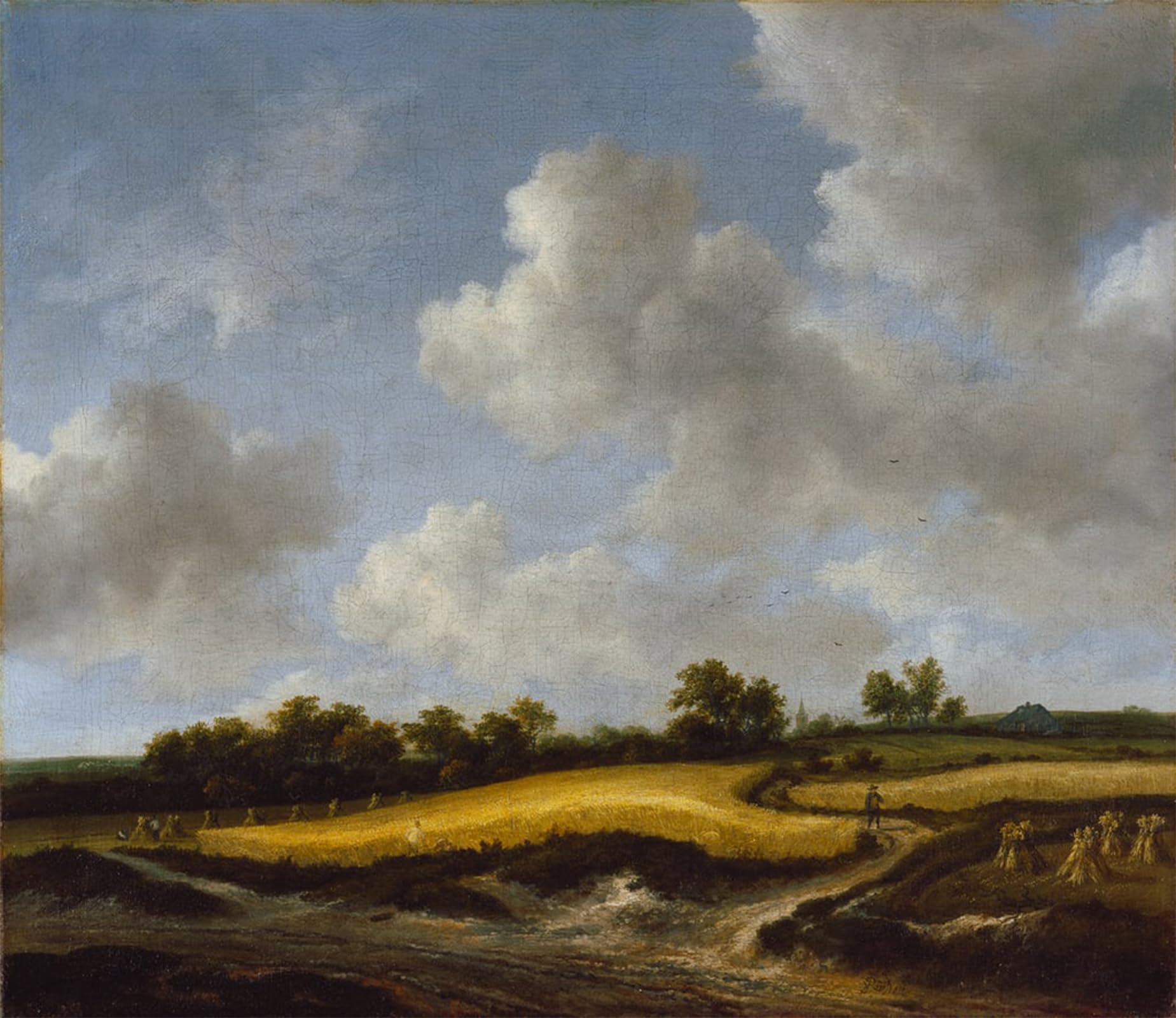 ARTXLXXBN Famous Painting Art Wall Decor Abstract Art Picture Landscape with a Wheatfield by Jacob Van Ruisdael Animal Pictures for Home Decor 60x90cm