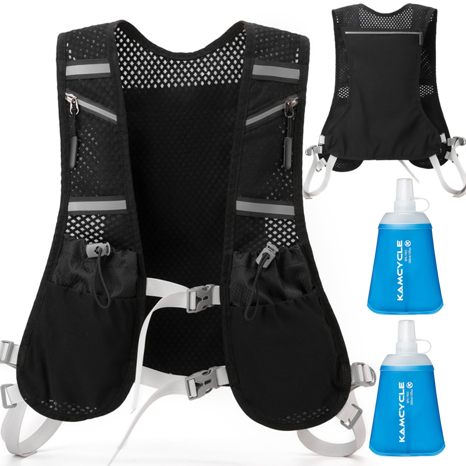 KAMCYCLE® Sac à dos de course avec poche à eau ou flasque souple (en option) | Gilet de course | Ultra léger | Gilet de course universel | Gilet de course réfléchissant KAMCYCLE® Sac à dos de course avec poche à eau ou flasque souple (en option) | Gilet de course | Ultra léger | Gilet de course universel | Gilet de course réfléchissant
