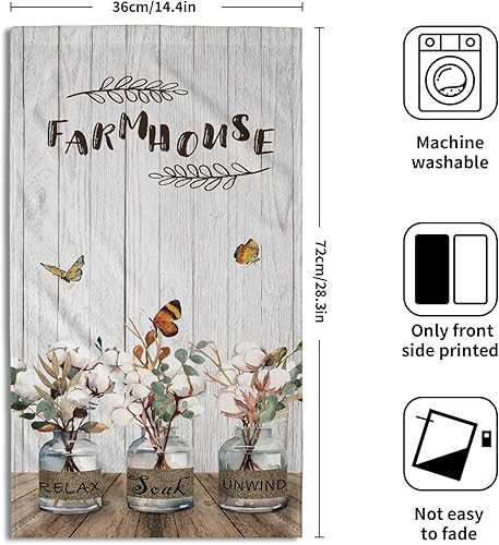 Miniatura 2 de Giwawa Toallas de Mano Florales de Estilo Rústico Juego de 2 Toallas de Baño de Madera Blanca Toallas Suaves para Invitados Toalla de Punta Paño de