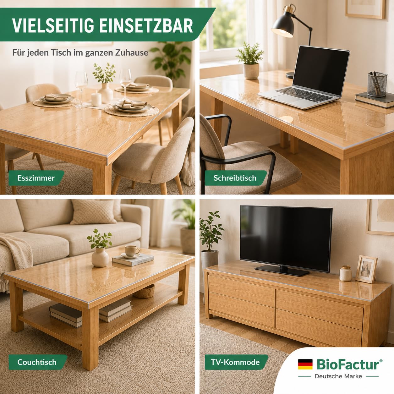 Tischfolie Transparent nach Maß mit V-Kante, 2 mm PVC Tischschutz | Glasklare Tischauflage, Abwaschbar & Lebensmittelecht, 90x150 cm