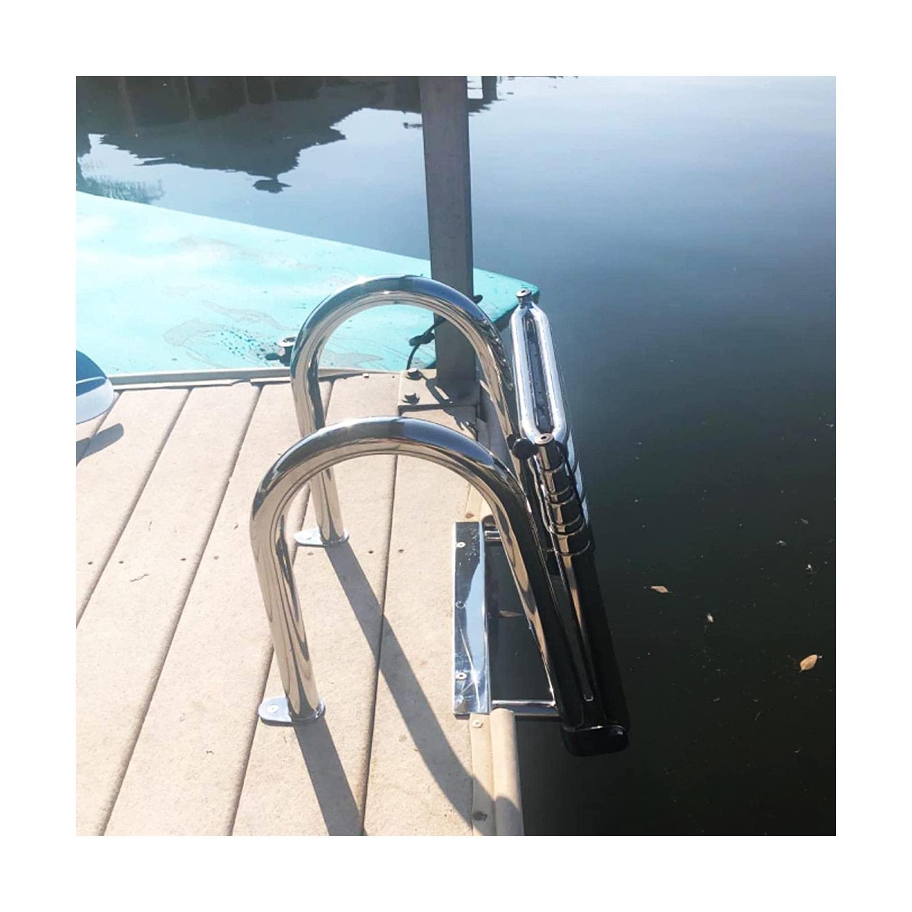 Échelle de bateau télescopique inox 4 étapes et échelle ponton à pédale antidérapante