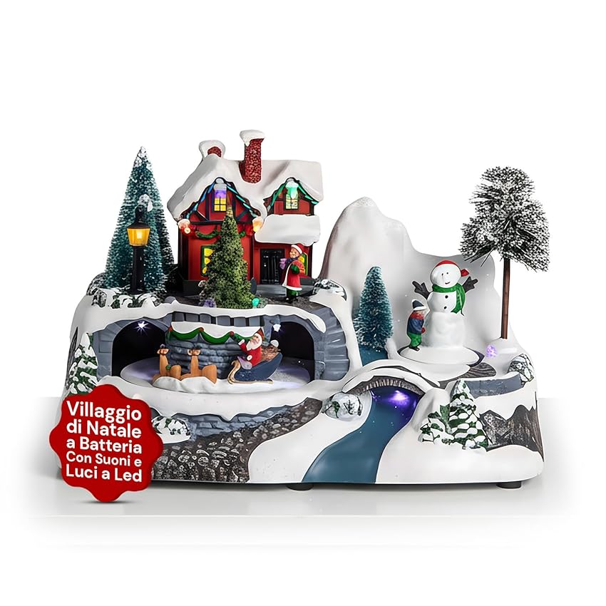 Avilia Villaggio di Natale con Musica e Luci: Atmosfera Magica per Le tue Feste Natalizie! Luci Scintillanti, Melodie Incantevoli e Atmosfera Natalizia Unica