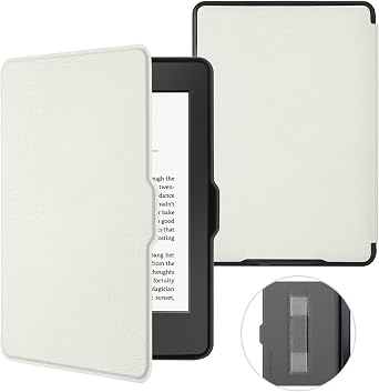 MOROCK Case for 6" Kindle Paperwhite 5th/6th/7th Generation 2012-2017 ReleasedModel No. EY21 & DP75SDI, Premium Lightweight PU Leather Cover with Hand Strap, Auto Wake/Sleep, White