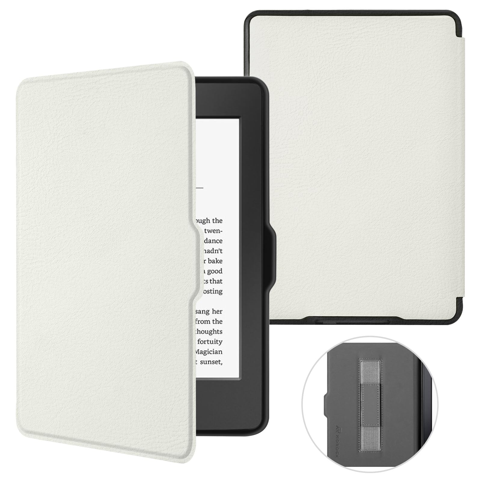 MOROCK Custodia per Kindle Paperwhite da 6 pollici di 5a/6a/7a generazione 2012-2017 (modello n. EY21 e DP75SDI), custodia leggera in pelle PU di alta qualità con cinturino da polso, accensione e