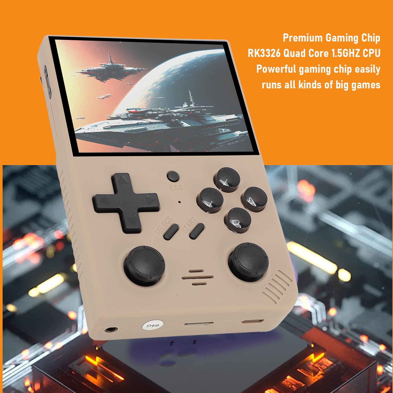 Handheld-Retro-Spielekonsole, Immersives Display, Komfortables Design für Tragbare Videospielkonsole für (Grau)