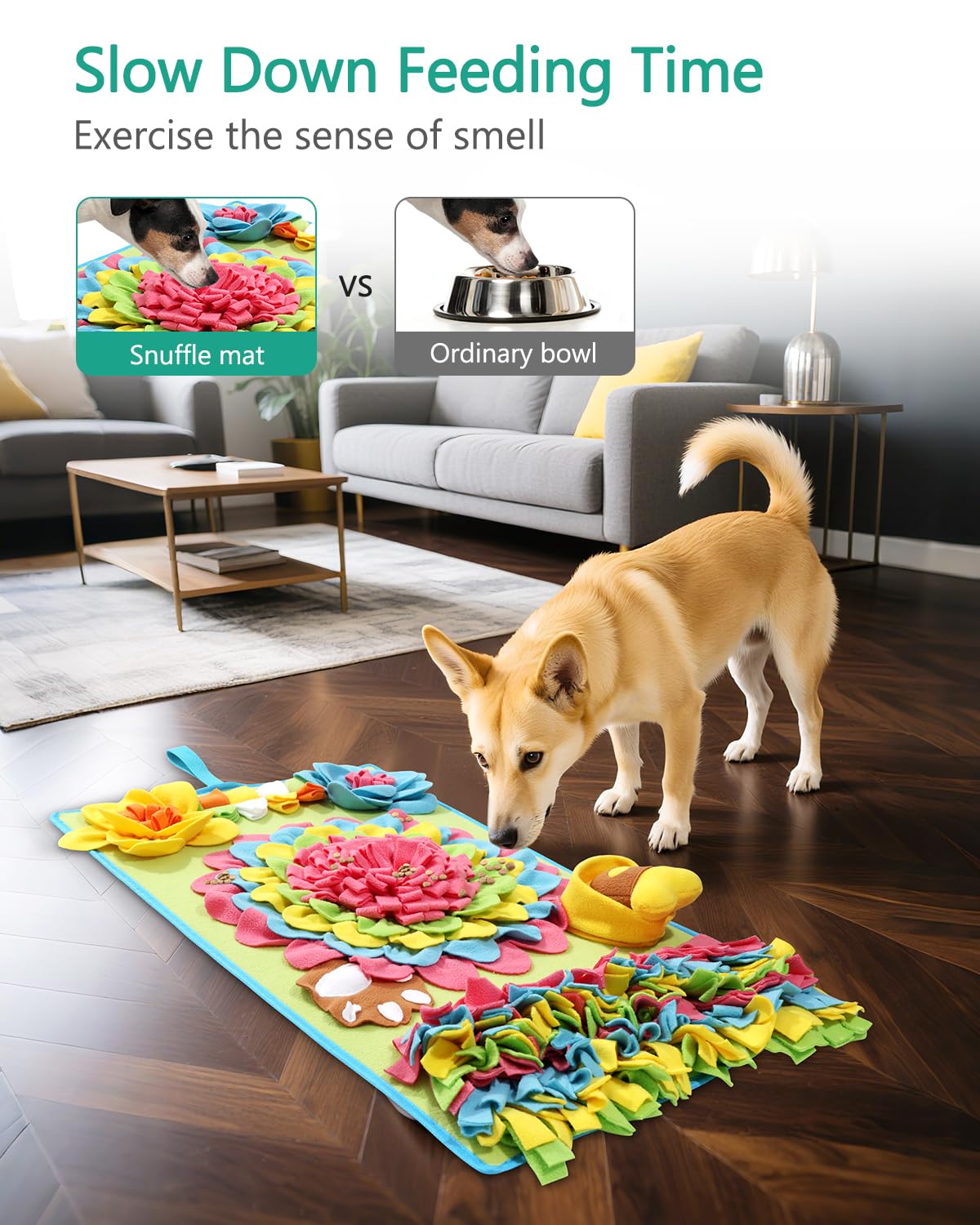ORIA Snuffle Mat for Dogs, Slow Feeder & Scent Training Mat with Mental Stimulation - Image 3