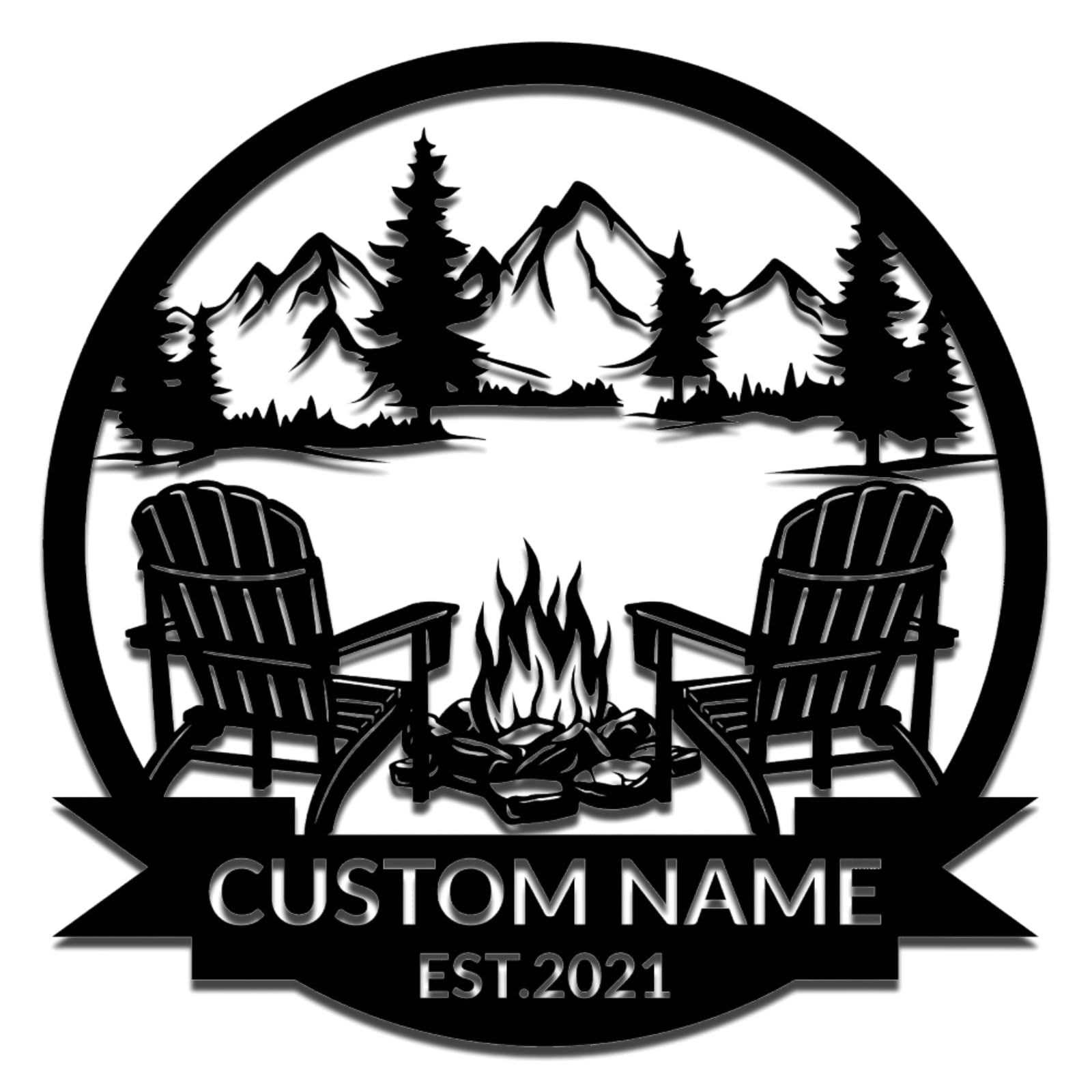 Met5kdm Campfire-1 Personalised Camping Signs,Custom Mountain Campfire Sign,Backyard Name Sign,Indoor Outdoor Campsite Home Shed Man Cavedecor,Camper Gifts