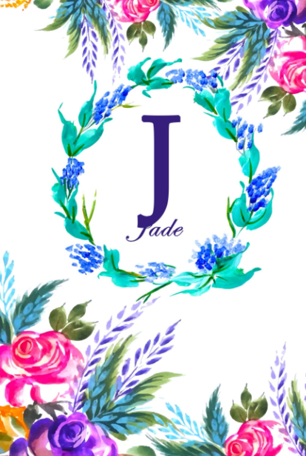 J: Jade: White Floral Water Colour Theme (HardCover)