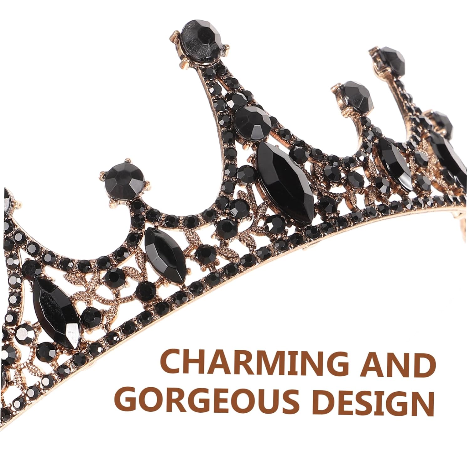 1Pc Baroque Style Bridal Crown Elegant Black Headpiece for Weddings Parties and Special Occasions Delicate Womens Hair Accessory for Photos and Celebrations