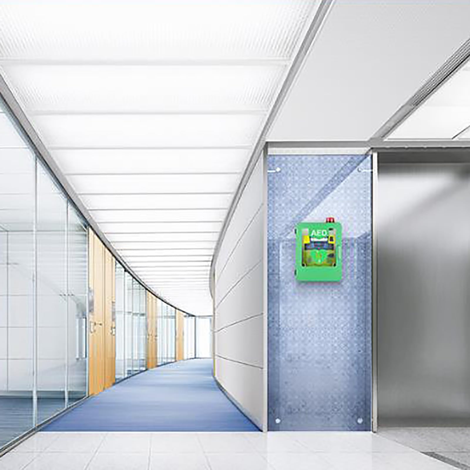 AED-Defibrillator-Aufbewahrungsschrank, AED-Defibrillator-Wandschrank mit Licht- und Alarmsystem, Erste-Hilfe-Schrank, Trennwandposition einstellbar, für Zuhause/Büro/Krankenhaus