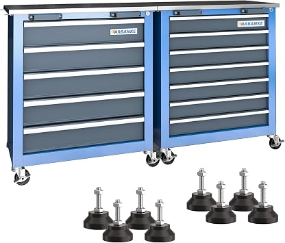 LARBANKE Combination 12-Drawer Tool Chest with Stainless Steel Countertop,7 Drawer 5 Drawer Tool Chest for Connected Use,Locking System Tool Storage Cabinet with Wheels and Padded Feet
