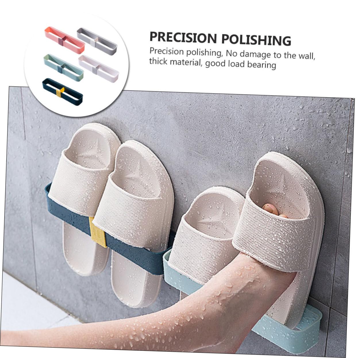 KOMBIUDA 5pcs Wall-Mounted Slipper Rack Punch Shoe Organizer for Bathroom Door Back Space-Saving for Clutter Living