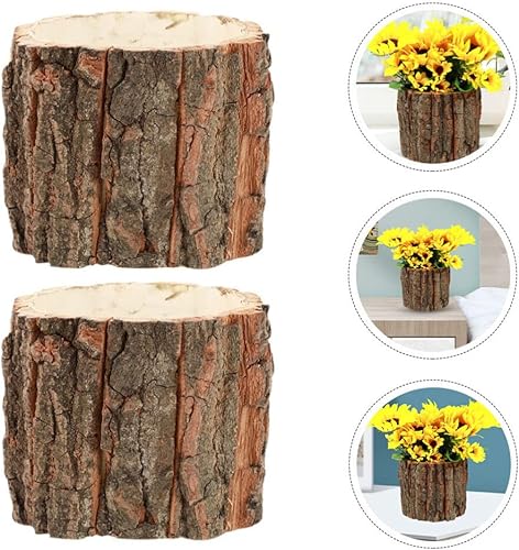 Miniatura 9 de Macetero de tocón de árbol, plantador de tocón de árbol, plantas de interior, 2 piezas de tocón de madera, decoración de tocón de árbol, maceta de