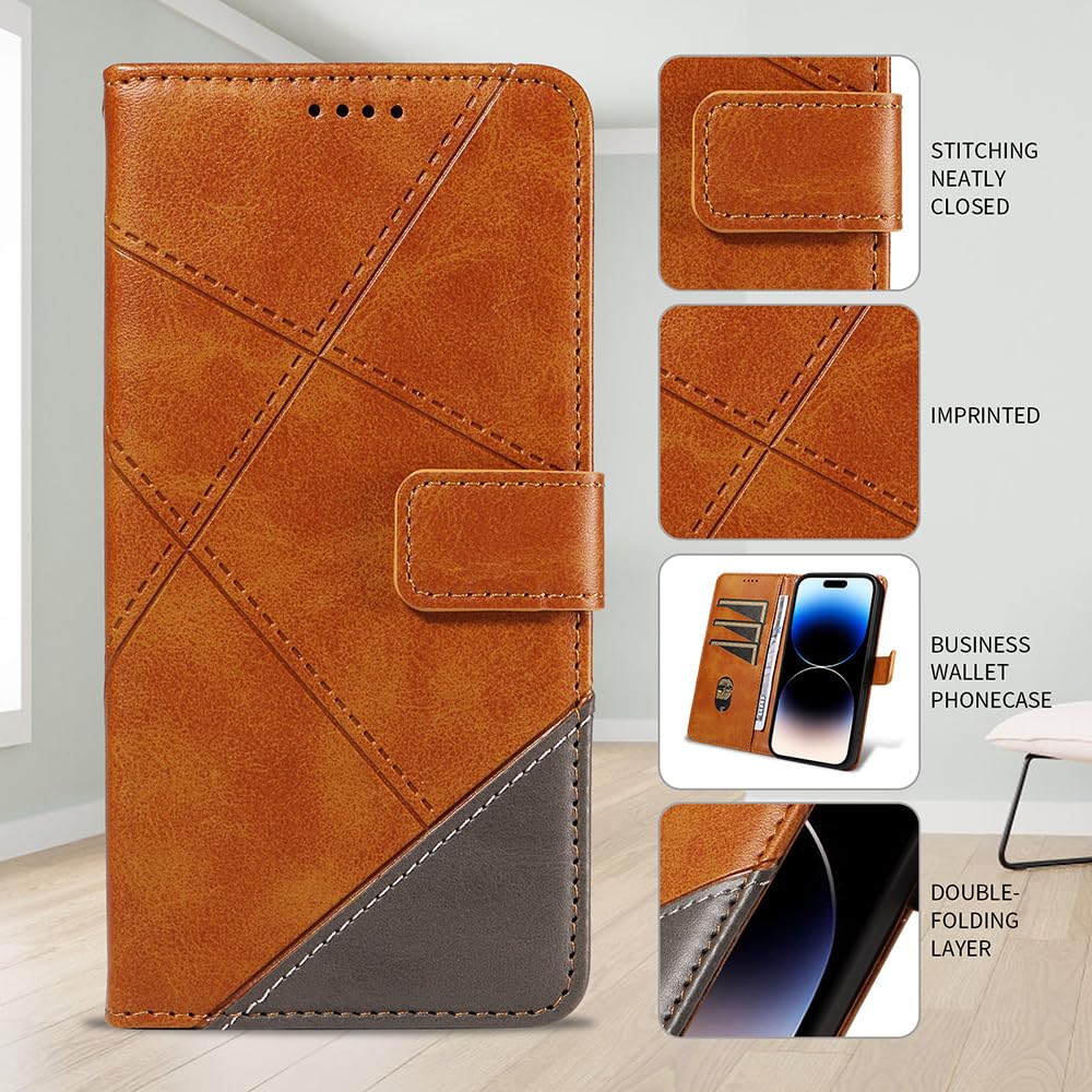 Xinyunew Cover Per Galaxy A31 Con Portafoglio E Vetro Temperato – Custodia Pelle Marrone E Supporto