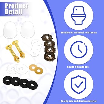 Toilet Floor Bolt and Caps Kit, Universal Toilet Flange Repair Kit Solid Brass Fixing Bolts and Nuts Set American Standard Toilets Parts Including Bolt Caps Closet Bolts and Washers