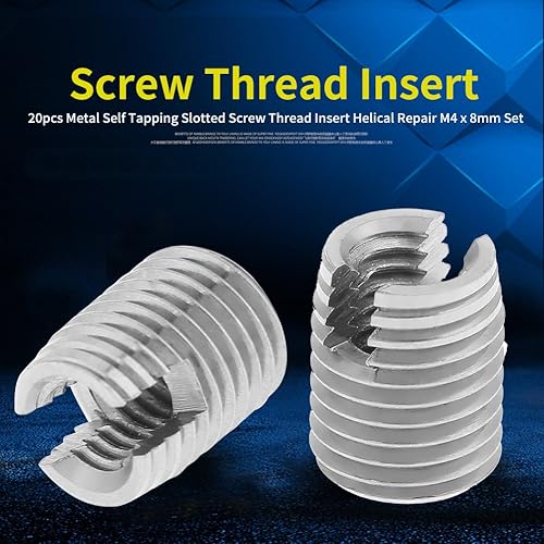 Miniatura 4 de Juego de 20 piezas de rosca de tornillo helicoidal de alambre M4 de metal autorroscante ranurado tornillo roscado inserto helicoidal manga surtido