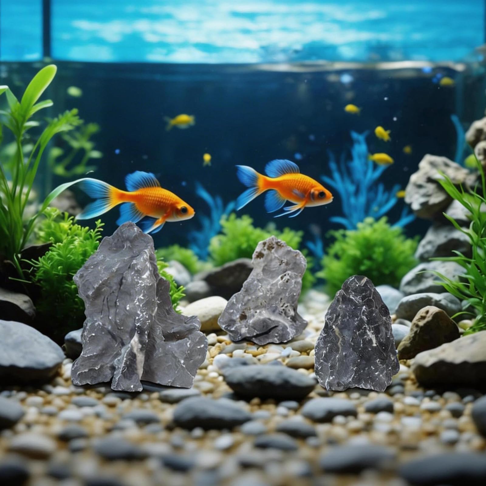 500g Natürlicher Seiryu Rock, 3-6 cm Aquarium Steine Aquarium Deko für Aquascaping und Landschaftsgestaltung Dekorative Steine für Aquarien, Bepflanzte Aquarien und Amphibien Terrarien