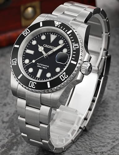 Miniatura 9 de TACTICAL FROG Cronos PT5000 - Reloj de buceo automático para hombre, cristal de zafiro, totalmente luminoso y deportivo, estilo clásico, negro,