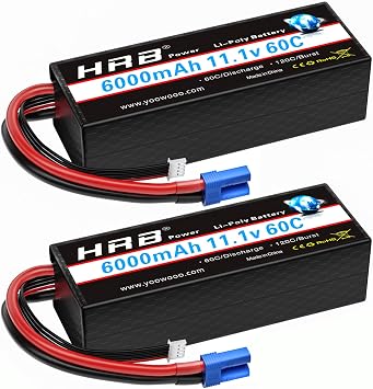 HRB 3S 6000mAh Lipo Battery EC5 11.1V 60C Hard Case RC Lipo Battery Compatible with RC Car RC Airplane RC Truck RC Boat 2 Packs