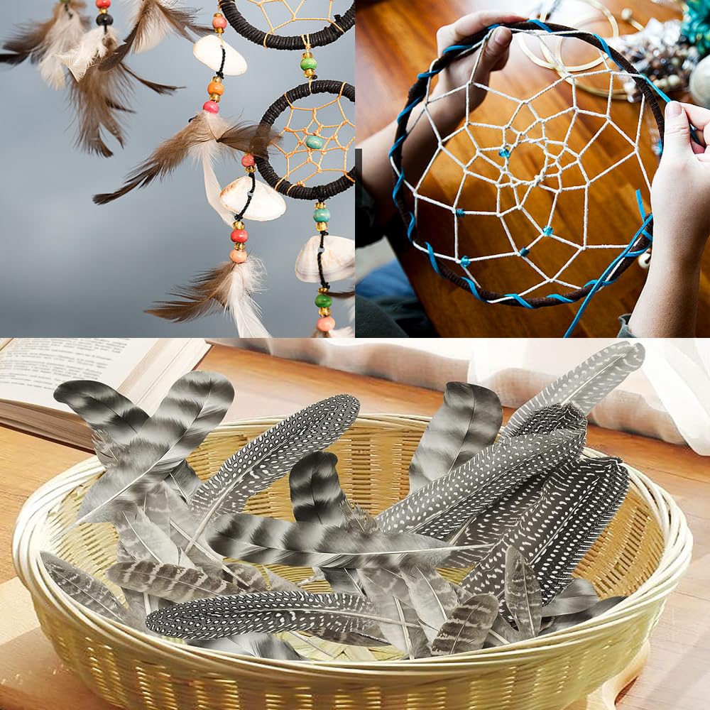 Rafia Naturel Bobine 300 Plumes D'oie Blanches - DIY (10-18cm & 8-12cm) - Mariage/Costume/Déco Carton Plume