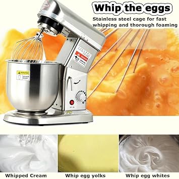 Commercial Stand Mixer, 5L/7L/10L Food Mixer for Baking, 3 Speed Electric Kitchen Mixer For Baking With Bowl, Food Mixer for Baking Pizzeria, Cake Mixer,7L