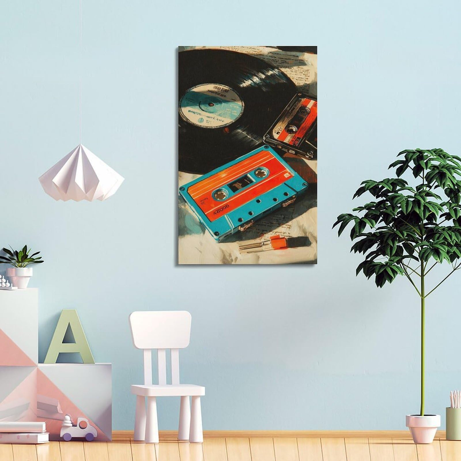 FQCYN Vintage-Musikposter aus den 90er-Jahren, nostalgische Vinyl-Kassette, Stillleben, 50 x 75 cm