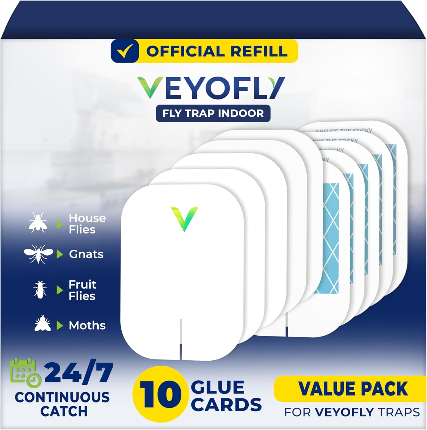 VEYOFLY Fly Trap Indoor Refill, Fruit Fly Traps for Indoors, Gnat Traps for House Indoor, Fly Catcher, Fly Trap, Plug in Catch for Fruit Flies, Moths, Gnats, Mosquito Trap (Pack of 15 Refills)