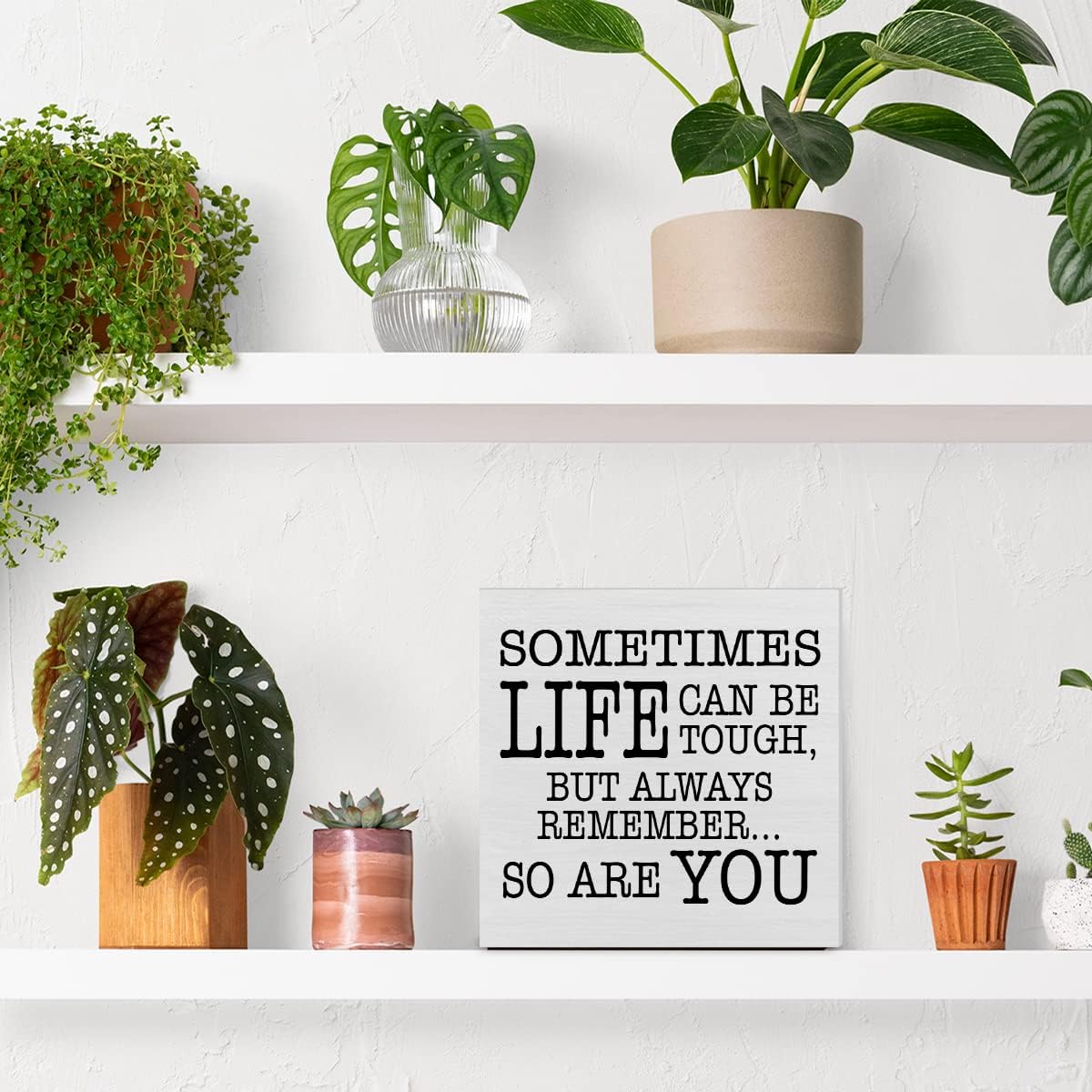 Motivating Positive Saying Wooden Box Sign Life Can Be Tough But So are You Wood Block Plaque Decor Home Office Desk Shelf or Wall Display - Image 5