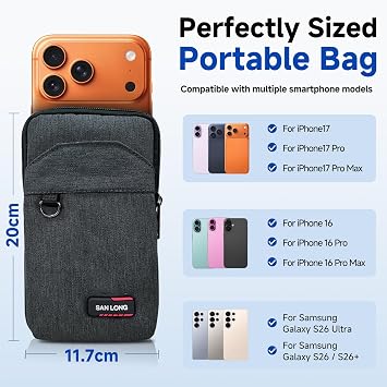 TanReginal Portable Crossbody Phone Bag for iPhone 17 16 & Samsung Galaxy