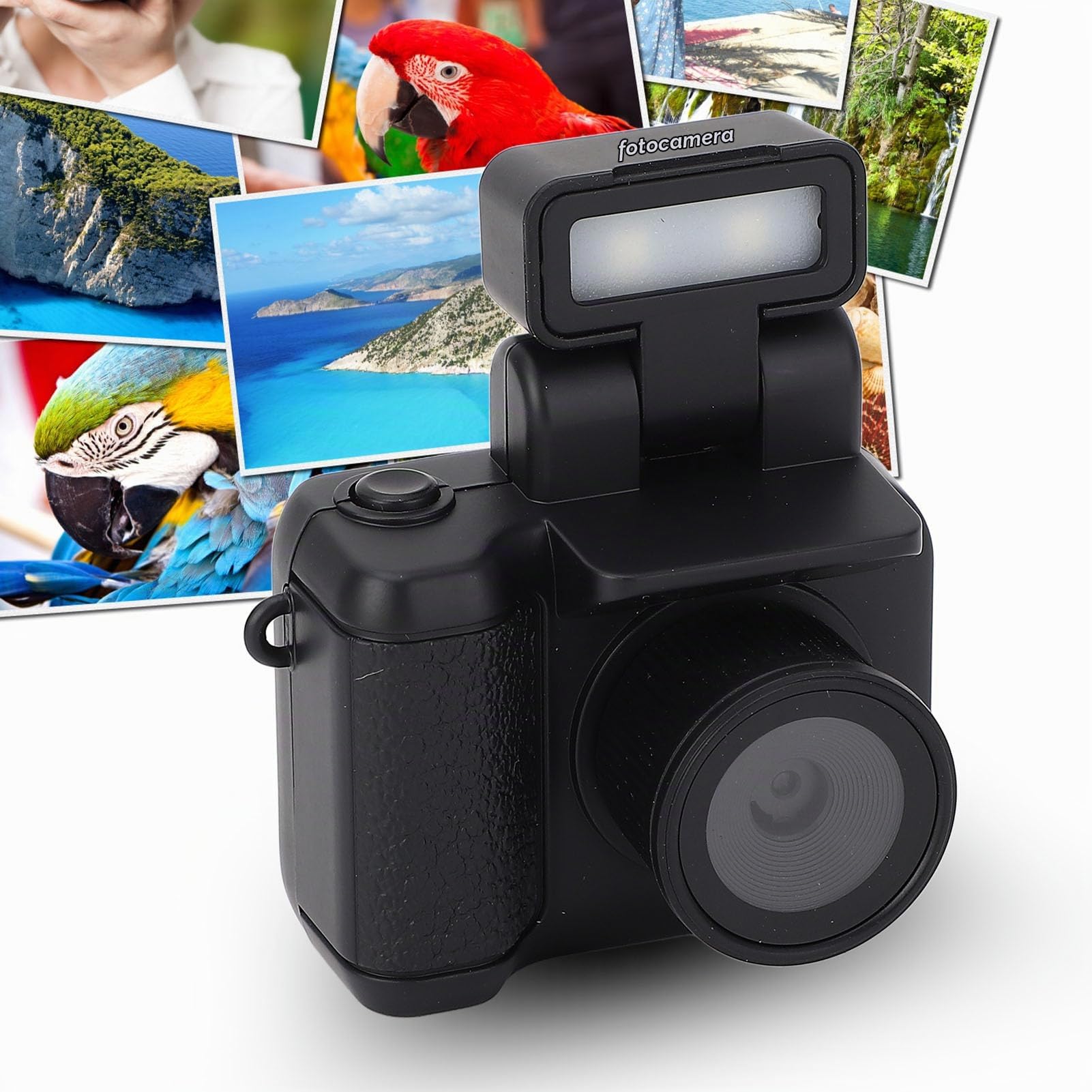 Mini Fotocamera Portachiavi 1080P con Flash LED, Batteria da 512 GB, LCD Schermo Colorato, Micro Videocamera