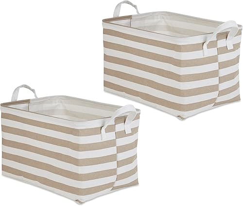 DII Colección de almacenamiento de lavandería, contenedor plegable con revestimiento de polietileno con asas, juego extragrande, 12.5 x 17.5 x 10.5