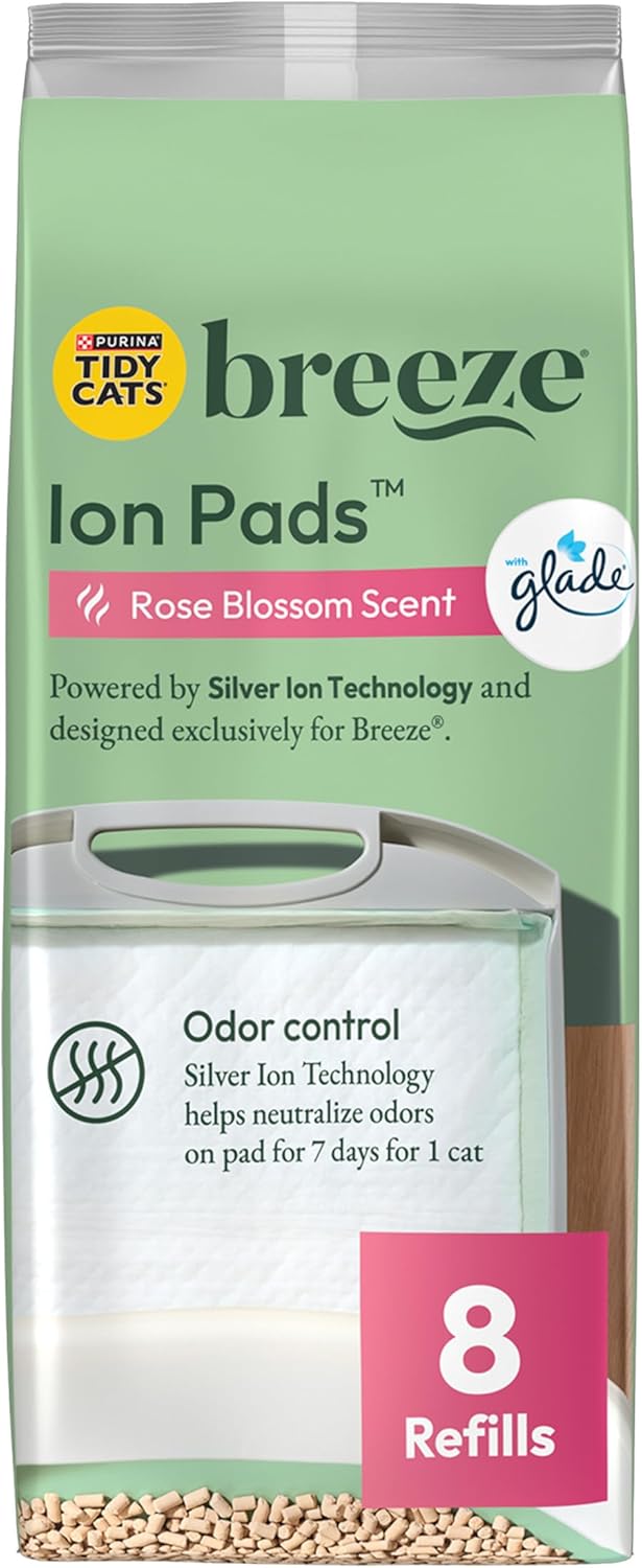 Purina Tidy Cats Breeze with Glade Rose Blossoms Scented Ion Cat Litter Box Pads Refill Pack