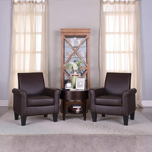 Miniatura 14 de Silla decorativa moderna Lohoms de cuero sintético, sillas tapizadas de salón cómodas, sofá individual para dormitorio, sala de espera - Negro Negro