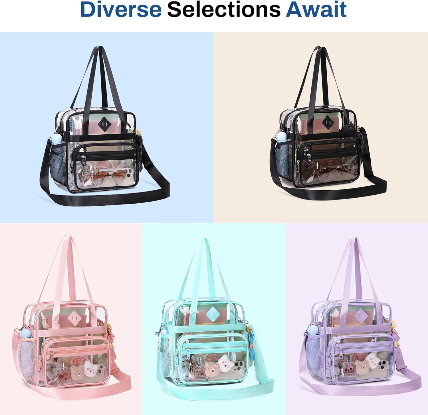 Clear Tote Bag - 12x6x12 See Through Stadium Event Bag for Women - Image 8