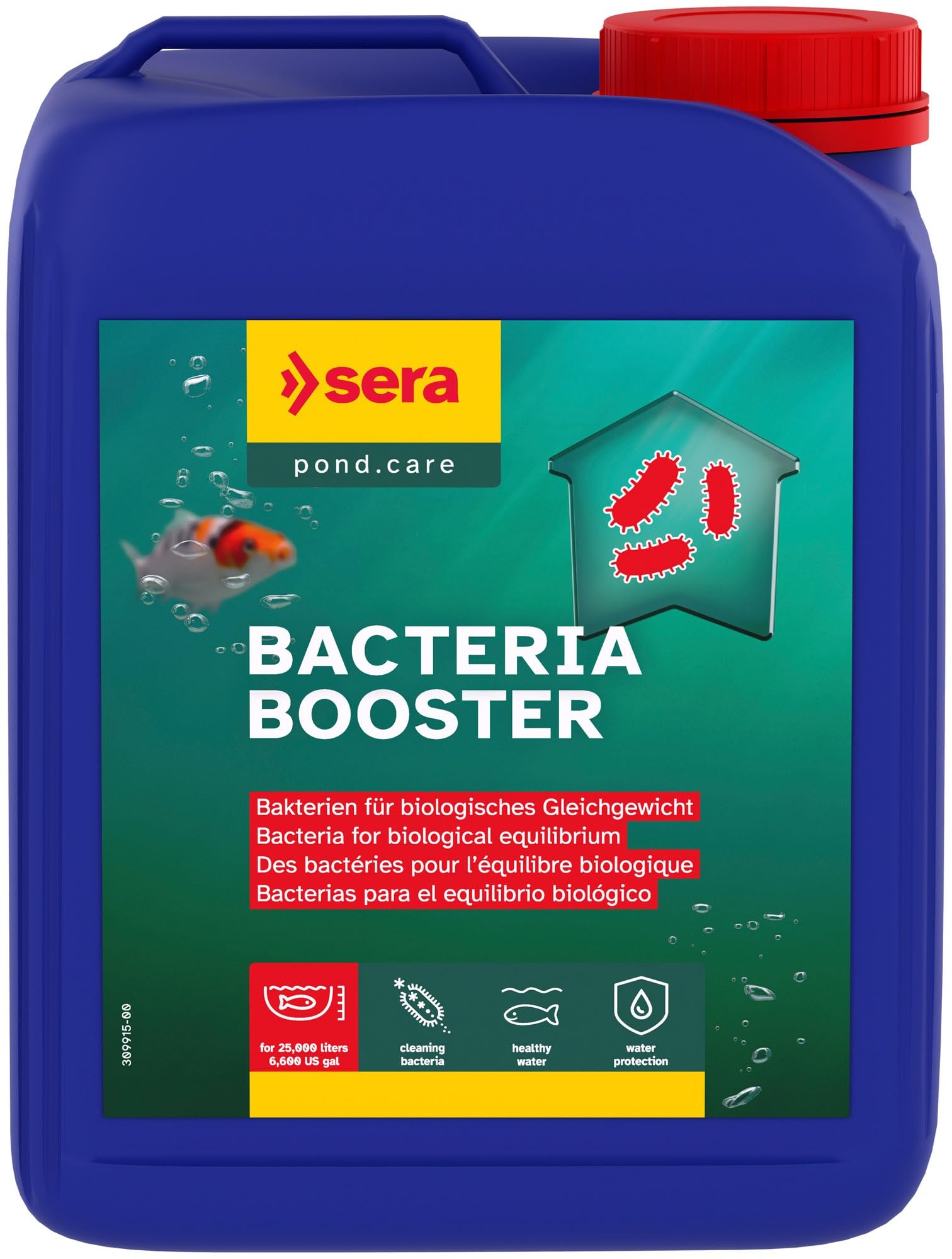 sera pond Bacteria Booster 2,5 L | biocondizionatore per laghetti 2.500 ml | elimina le sostanze nocive | decomposizione di ammonio & nitriti | per acqua sana nel laghetto