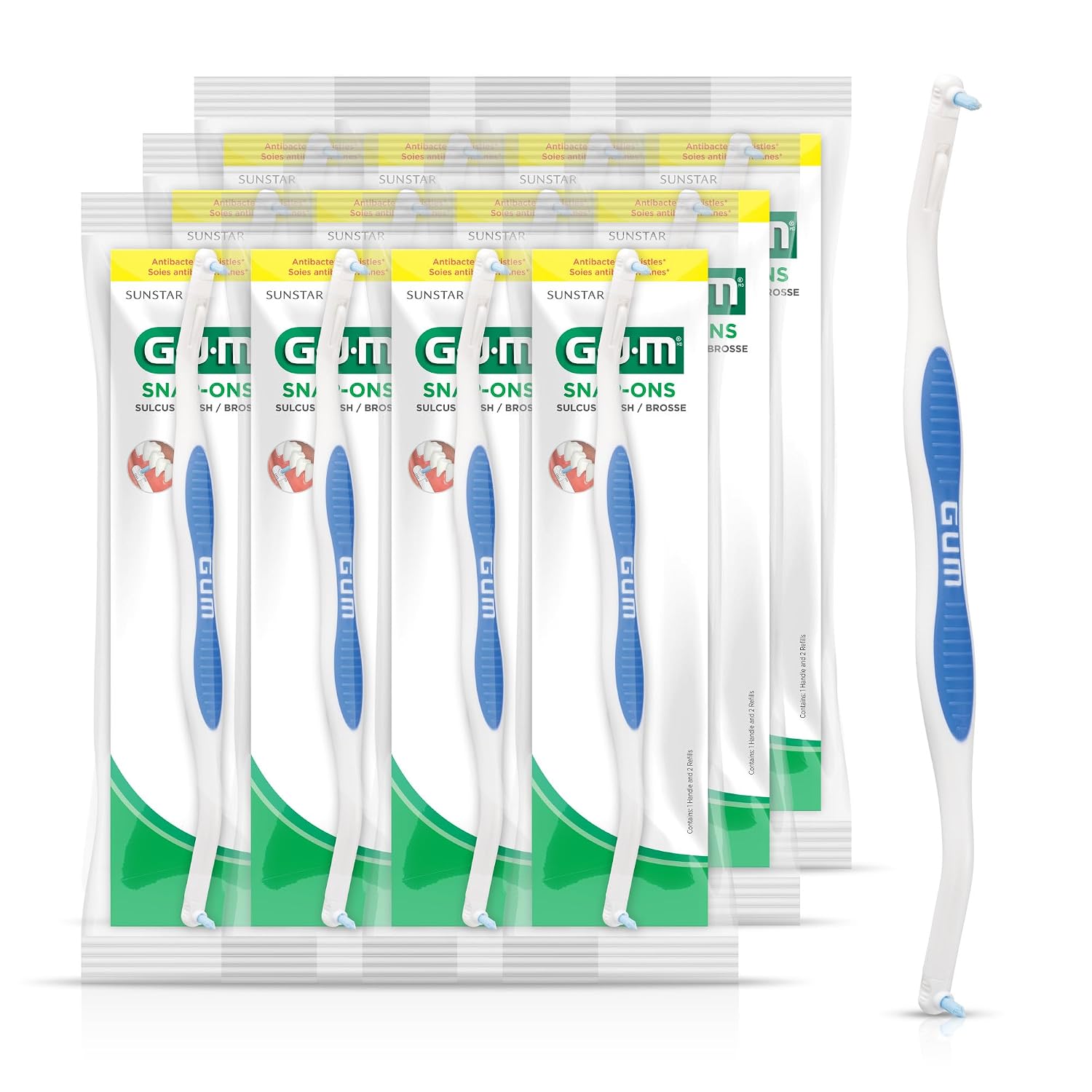 GUM Single Tuft Brush, Dual-Ended, 642P, Professional Sample, 12 Count