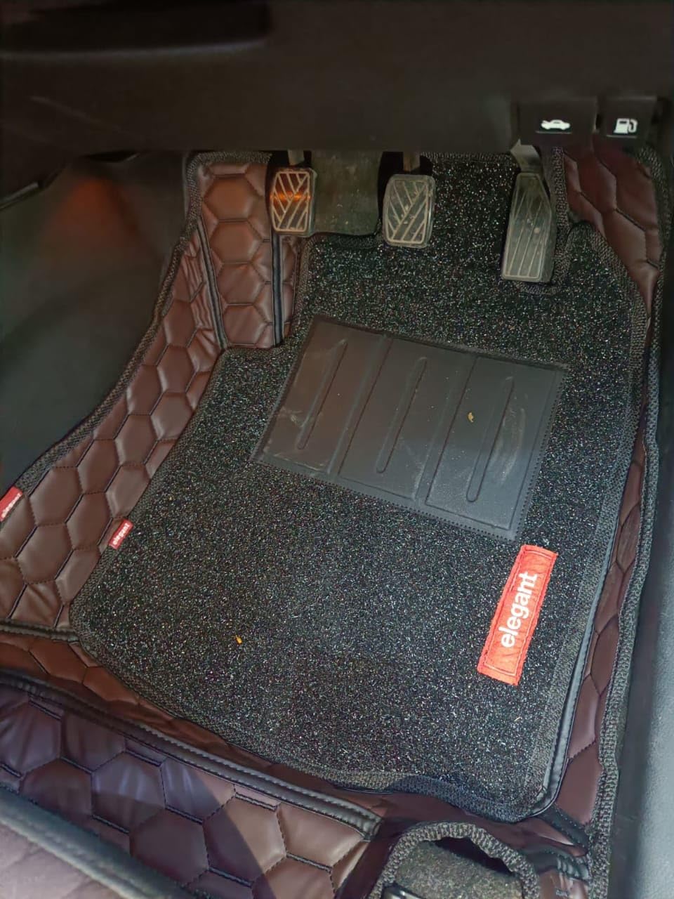 Elegant Toyota Urban Cruiser Hyryder Custom Fit 7D Car Floor/Foot/Mat (Brown and Black)